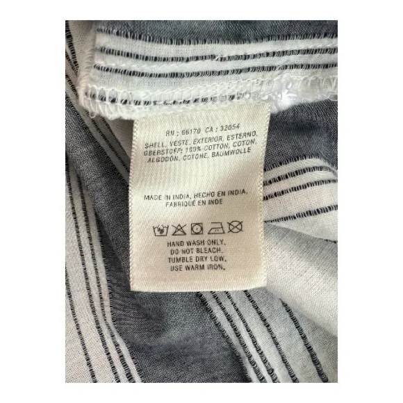 π EUC ANTHROPOLOGIE LILKA White Gray Striped Off Shoulder Playa Top | Sz S - Picture 8 of 8